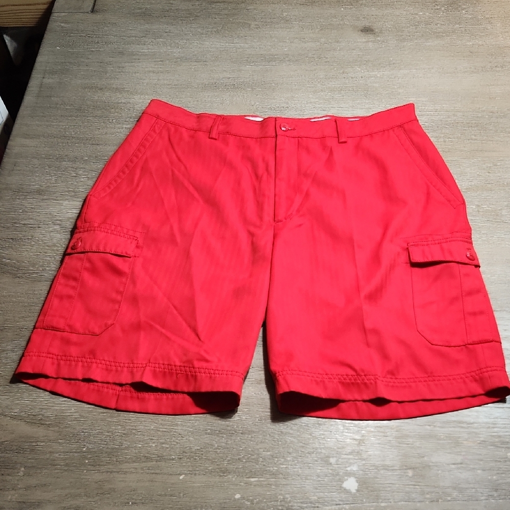 Island Republic Bright Red Polyester Cargo Shorts
